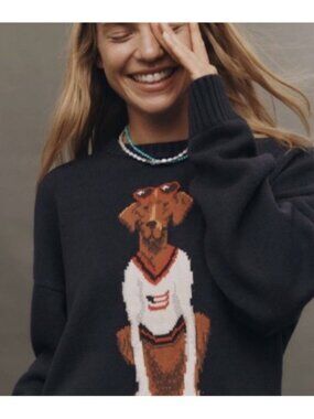 NWT Size XS -Porridge Pullover Sweater Dog Americana Jolene Preppy (NWT US$ 128)